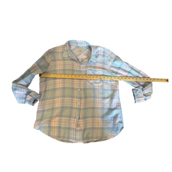 Rails Women’s Pink/Blue Charli Linen Blend Plaid Button Up LS Shirt Size L - Picture 3 of 10